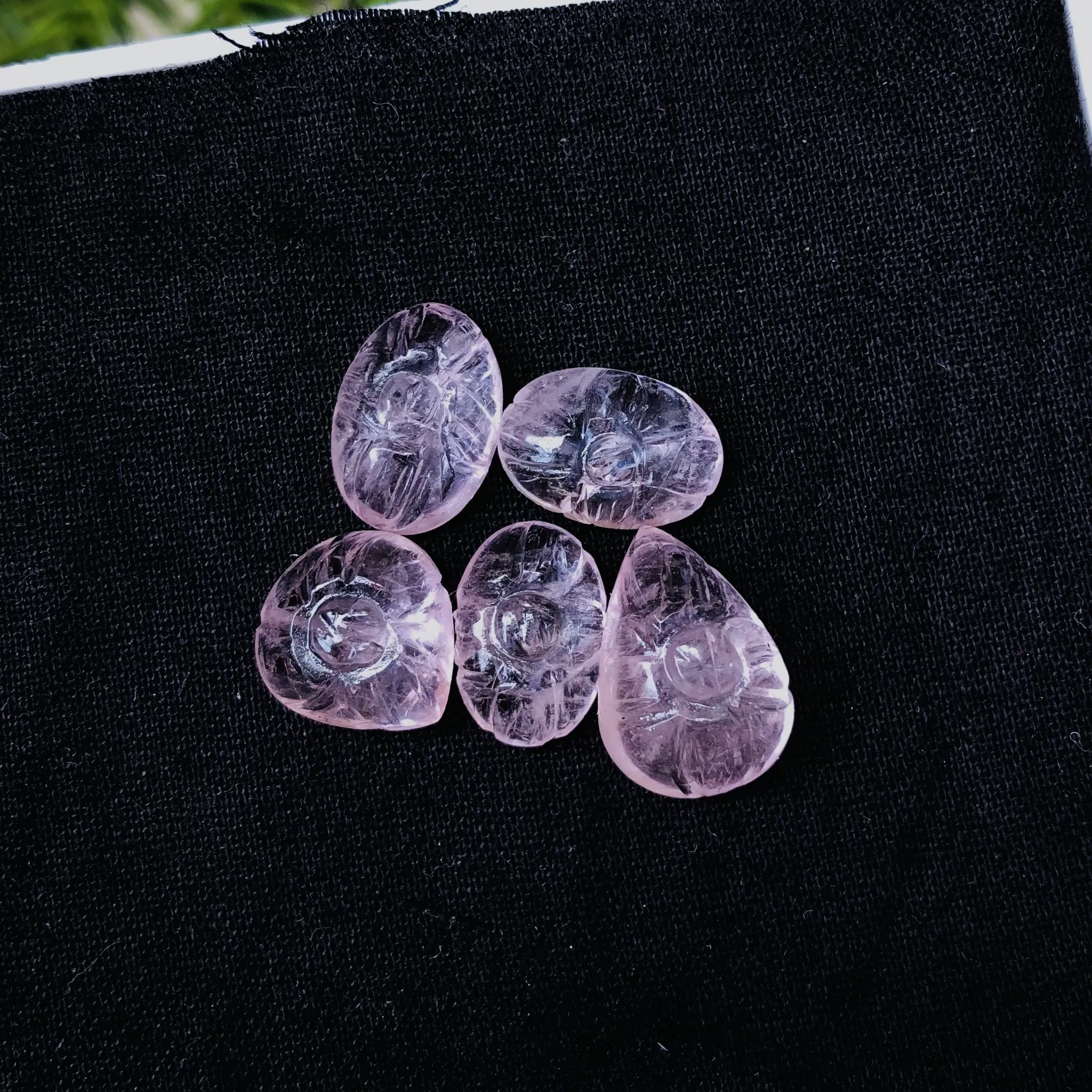 Lote de 5 piezas AAA 63 Ct Natural impecable Rosa morganita corte tallado piedra preciosa suelta para la fabricación de joyas