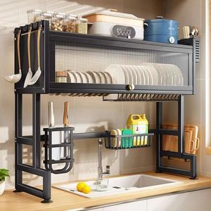 Égouttoir à vaisselle métallique de 65 cm <span class=keywords><strong>pour</strong></span> évier, organisateur de cuisine avec portes en PC, étagère gain de place <span class=keywords><strong>pour</strong></span> petites cuisines - Vente en gros - Product Image 1