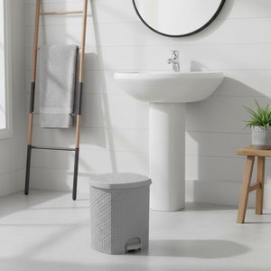 Multipurpose waste <b>bin</b>/<b>bin</b> with <b>lid</b>, rattan design, 21L capacity, size 33.5x34.5x39.2, Nordic grey color - Product Image 3
