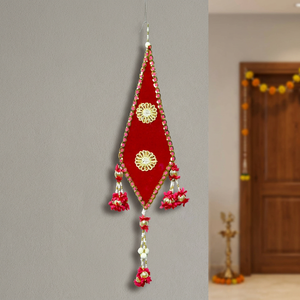 Artificial Traditional Velvet Diamond Red Art Deco Wedding Hanging Decor - Product Image 3