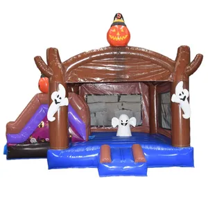 어린이를위한 슬라이드 풍선 콤보와 할로윈 호박과 유령 바운스 하우스