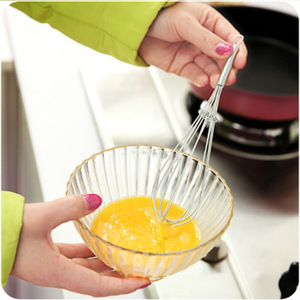 Stainless Steel 5 Wire Egg Beater Manual Spring Loaded Stir Tool For Mixing Eggs Convenient Kitchen Utensil - Product Image 1