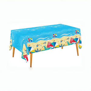 Nappe jetable personnalisable en PE sur le thème de la plage d'été pour les anniversaires, les fêtes hawaïennes et les mariages en bord de mer - Product Image 1