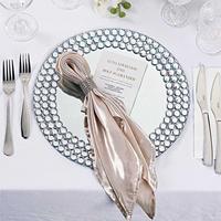 Nordique luxe 13 pouces fête de mariage verre rond cristal strass étincelle miroir argent chargeur assiettes pour dîner réception