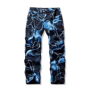 Pantalones vaqueros con estampado Digital para mujer, Jeans con diseño de iluminación Flash azul y púrpura, OEM, venta al por mayor