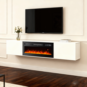 <span class=keywords><strong>Cheminée</strong></span> électrique artificielle de 32'' avec meuble autoportant de 72'' noir et blanc <span class=keywords><strong>pour</strong></span> salon - Product Image 1