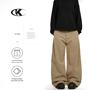 Pantalones Casuales Estilo Americano 11KN Color Caqui, Unisex, Mezcla de Poliéster Sorona, Transpirables, Simples, Retro, Ajustados, Versátiles y Holgados - Product Image 1