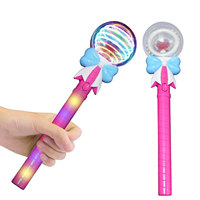 Bâton lumineux rotatif LED multicolore en plastique avec nœud rose magique pour filles - Cadeau pour événements et activités de team building