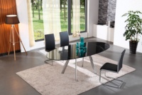 Table à manger ovale extensible avec mécanisme extensible pivotant
