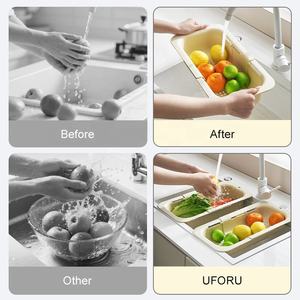 UFORU Cesta Escurridora Multifuncional Extensible <span class=keywords><strong>de</strong></span> Gran Capacidad <span class=keywords><strong>para</strong></span> Cocina, Cesta <span class=keywords><strong>de</strong></span> Plástico <span class=keywords><strong>para</strong></span> Lavar Frutas y Verduras - Product Image 4