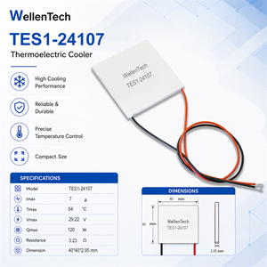 Sistema de Enfriamiento Peltier por Líquido TES1-24107 de 40x40x2.95 mm y 120 W para Control Térmico de Placas Frías - Product Image 1