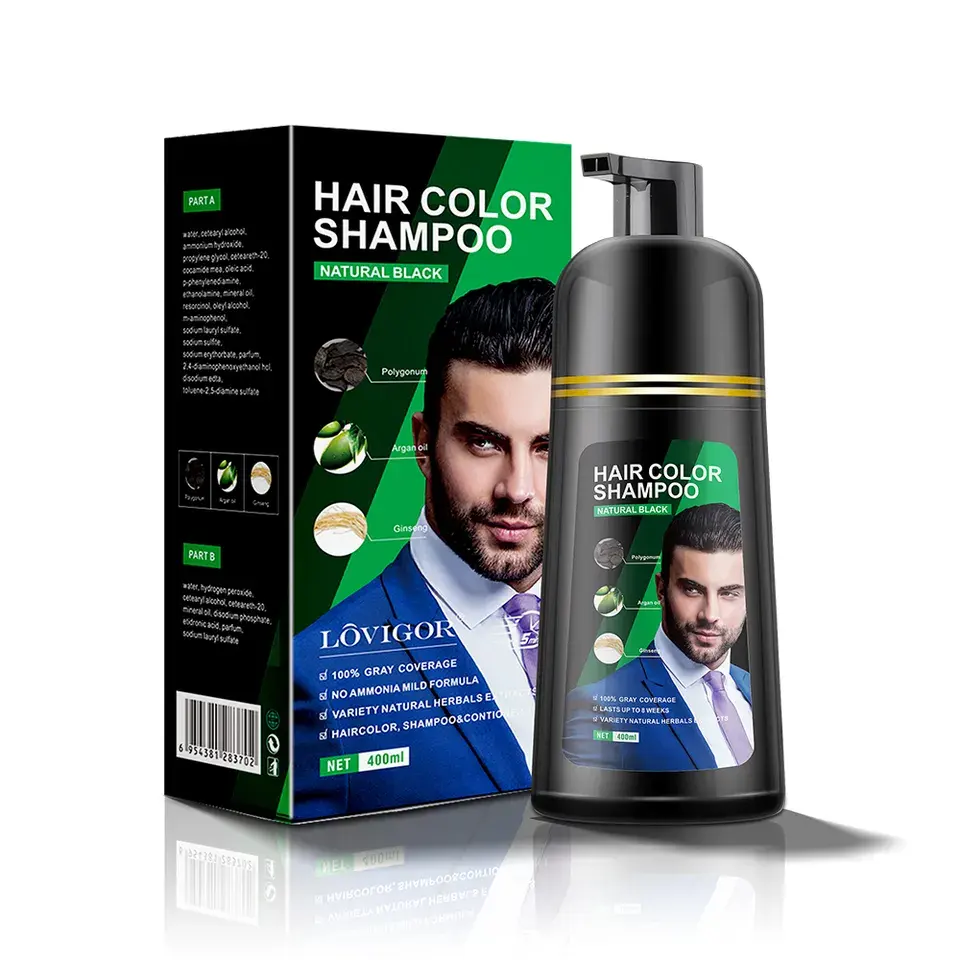 2024 Горячая продажа растительный экстракт 5 минут натуральный черный краситель для волос шампунь