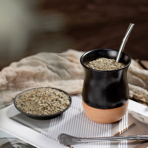 Custom Yerba Mate <b>Cup</b> <b>Ceramic</b> Espresso <b>Cup</b> Argentina Gourd Tea <b>Cup</b> with Wood Base - Product Image 6