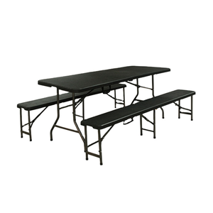 Durable <strong>Plastic</strong> Folding <strong>Bench</strong> with Metal Bracket Outdoor <strong>Garden</strong> Seating for Backyard - Product Image 4