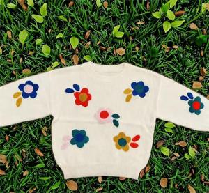 Sweater Anak Musim Gugur dan Musim Dingin Bordir Bunga Lembut Menerima Kustomisasi Kain dan Label - Product Image 1