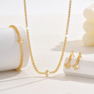 Grosir sederhana Dia penuh kalung berlian imitasi anting gelang gaun makan malam perhiasan pengantin <span class=keywords><strong>Set</strong></span> (KJ127) - Product Image 5