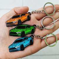 Porte-clés en métal émaillé en forme de voiture, en alliage de zinc, avec logo de marque, en stock – Vente chaude