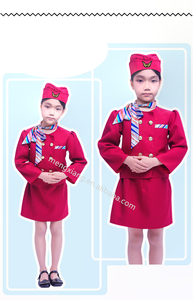 Azafata de avión roja y azul con sombrero, bufandas, juguete para <span class=keywords><strong>niña</strong></span>, Cosplay, azafata, avión, juego de ropa de trabajo de carrera - Product Image 5