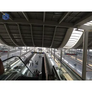 هيكل مسبق الصنع من الفولاذ طويل المدى على شكل سقف محطة قطار مبنى على شكل حظيرة محطة قطار عالي السرعة مظلة