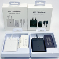 Cargador Rápido de 45W Tipo-C PD 3.0 con Enchufes EU/UK/US, Juego Completo de Cables para la Serie S22/S23/S24/S25/S26