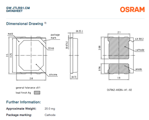 OSRAM DURIS E 2835 GW JTLRS1.CM Série 2200k-6500k En option Haute Puissance 0.92W Lumière Led Puce Blanc - Product Image 6