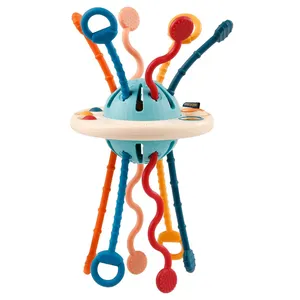 실리콘 로프 대화 형 장난감 어린이 교육 재미 프레스 버블 음악 아기 실리콘 장난감 당겨 끈 장난감
