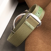 Nouveau bracelet de montre en nylon monobloc de 20 mm avec accents en cuir et fermoir double papillon – En stock – Accessoires de montre de haute qualité