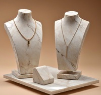 Ensemble de présentoirs à bijoux en marbre moderne personnalisé avec éclairage LED, durable, de haute qualité, facile à nettoyer, pour les magasins de vente au détail de bijoux