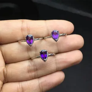 Kindfull Natural Fengshui New Design 925 Sterling Silver Gemstone Jewelry Amethyst Ring For Sale