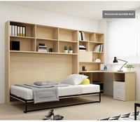 Lit mural pliant horizontal moderne avec rangement, meuble de chambre multifonctionnel et peu encombrant, lit Murphy pour appartement et hôtel