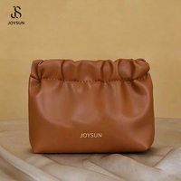 JOYSUN 2026 Trousse de Maquillage Portable Personnalisée Imperméable à Fermeture à Pression Froissée, Pochette de Voyage en Cuir pour Rangement, Petite Trousse Cosmétique