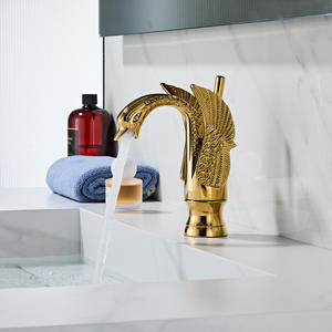 Robinet de lavabo créatif monotrou en laiton, design cygne antique européen, avec valve en céramique, pour usage hôtelier, eau chaude/froide - Product Image 3