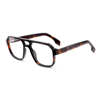 Gafas de Acetato de Doble Puente de Diseño Vintage RTA-3709, Montura de Gafas Ópticas para Hombre, Anti Luz Azul