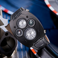 OULM 9155 Erkek Stili Benzersiz Marka Quartz Mekanizmalı Kol Saati Büyük Kadran Deri Kayışlı Pusulalı Lüks Erkek Saatleri Montres Reloj