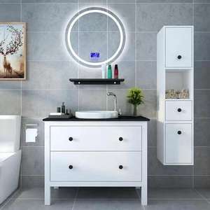 Mueble de Baño de PVC para Montar en la Pared YALIG 36 X 22 con Lavabo, Inodoro, Mueble de Baño Suspendido Blanco con Almacenamiento - Product Image 3