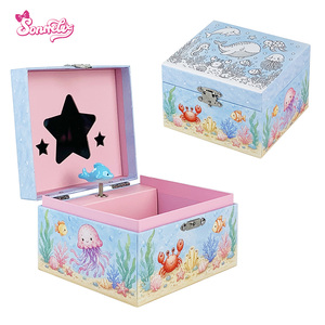 Boîte à musique océanique à colorier soi-même - Créez votre propre boîte à musique avec un dauphin rotatif, activité artistique, cadeau pour enfants, filles <span class=keywords><strong>et</strong></span> garçons - Product Image 1