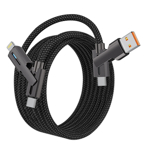 Produit tendance, câble <span class=keywords><strong>USB</strong></span> multifonction 4 en 1, cordon de charge tressé, câble de charge multi-prises à 90 degrés pour tous les smartphones, câble en forme de L - Product Image 2