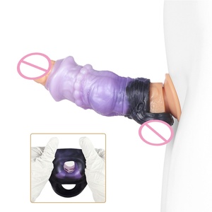 YC-2510 Phantom purple S/M/L Extensor de Pene de Silicona, Funda para Pene, Juguetes Sexuales para Agrandamiento del Pene con Anillo para Retrasar la Eyaculación - Product Image 1