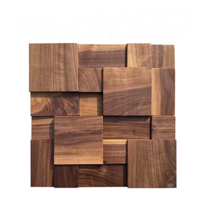 Panneau mural décoratif rétro-éclairé 3D Led mosaïque panneau mural solide Relief <span class=keywords><strong>noyer</strong></span> noir américain <span class=keywords><strong>bois</strong></span> dur TV fond panneaux de <span class=keywords><strong>bois</strong></span> - Product Image 2