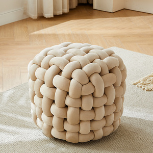 Pouf quadrato in velluto Flyer Woven, poggiapiedi, sgabello, seduta a cubo per soggiorno - Product Image 5