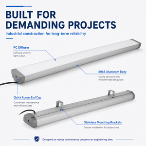 Luz LED Tri-Proof Personalizable OEM con Sensor de Emergencia y Opciones <span class=keywords><strong>DALI</strong></span> para Aplicaciones de Licitación de Proyectos - Product Image 3