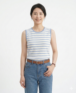 Womens Striped Short Lightweight Tank <b>Top</b> Sleeveless Soft Breathable Casual Summer Wear for Gym Yoga Home Daily Comfort Style - Product Image 3