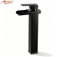 Robinet de lavabo en acier inoxydable pour salle de bain, mitigeur cascade monotrou pour lavabo