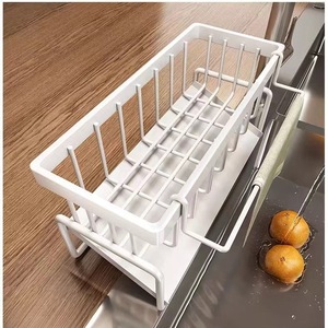 One Piece Kitchen Storage Rack 1 Layer Adjustable Multi Functional Draining Rack <b>For</b> <b>Sink</b> Sponge Hand Sanitizer - Product Image 5