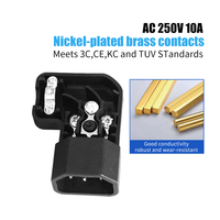 Prise d'alimentation industrielle réutilisable à angle droit LZ-14-T1 IEC 320 C14 10A 250V 90 degrés Connecteur de câble mâle TUV KC CE