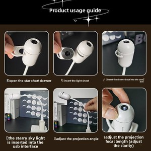Proiettore di <span class=keywords><strong>Stelle</strong></span> Trendy, Luce <span class=keywords><strong>Notturna</strong></span> USB Mini, <span class=keywords><strong>Lampada</strong></span> Decorativa Minimalista Moderna per Camera da Letto - Product Image 2