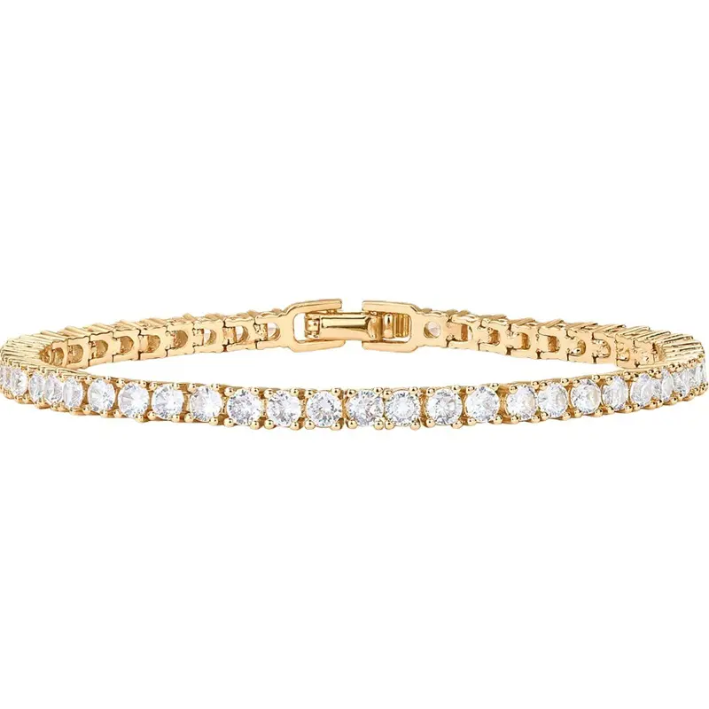 Fashion Alloy 4mm Gold Bracelet Hand Chain For Men Wholesale Friendship Tennis Diamond Bracelet