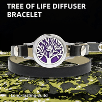 Bracelets en cuir PU avec pendentif diffuseur Arbre de Vie en alliage de zinc 25 mm, 10 tampons de parfum, bracelets tendance, accessoire de mode