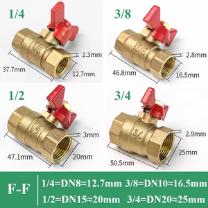 Robinet à bille d'arrêt bidirectionnel en laiton avec poignée papillon, filetage femelle-femme 1/4'', 3/8'', 1/2'', 3/4'' pour carburant, gaz, eau, huile, air - Product Image 4