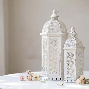 Manufacturers White Metal Moroccan <b>Candle</b> Lanterns for Home and <b>Weddings</b> Decorations - Product Image 1